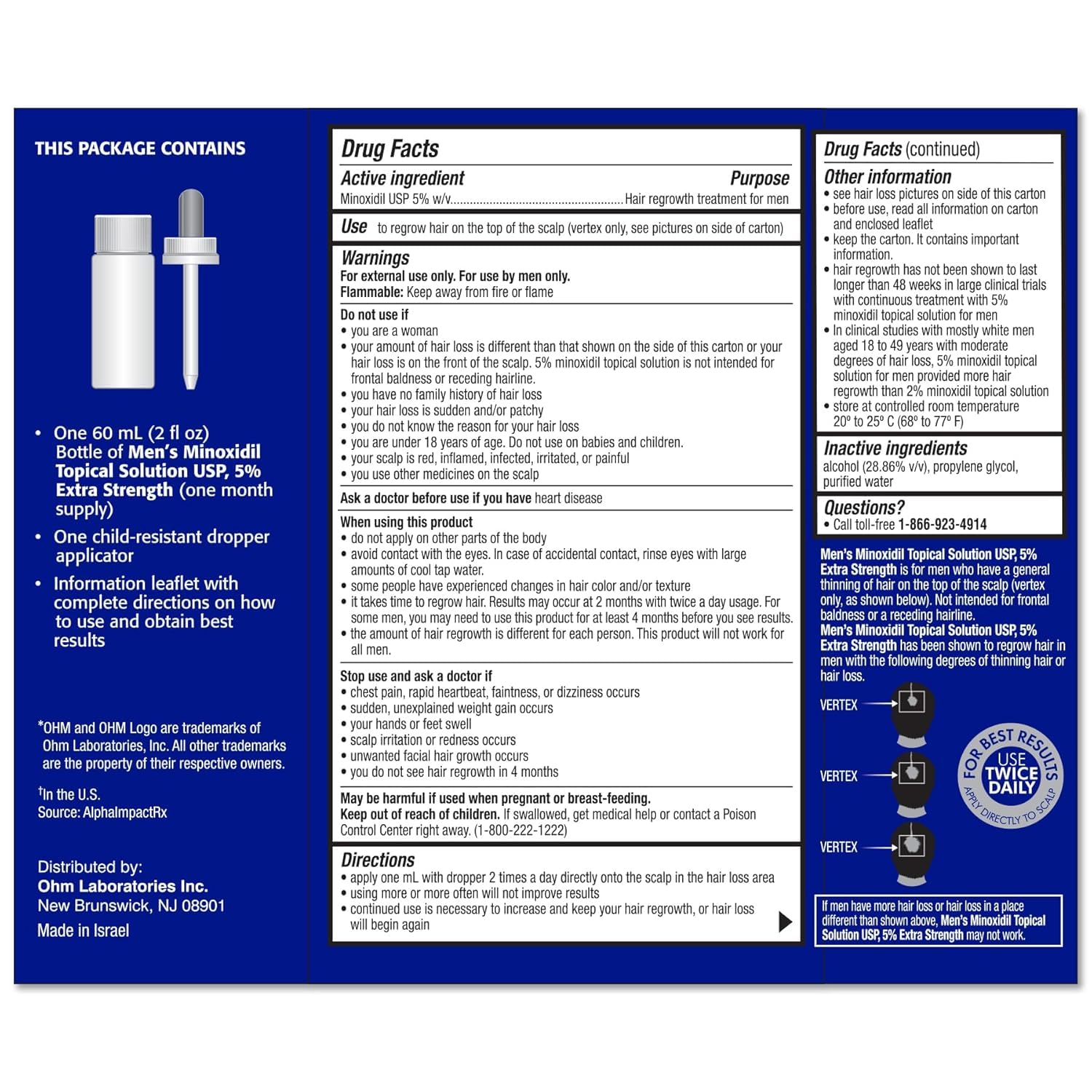 TARO Minoxidil 5% bottle and label highlight a dermatologist-trusted formula.