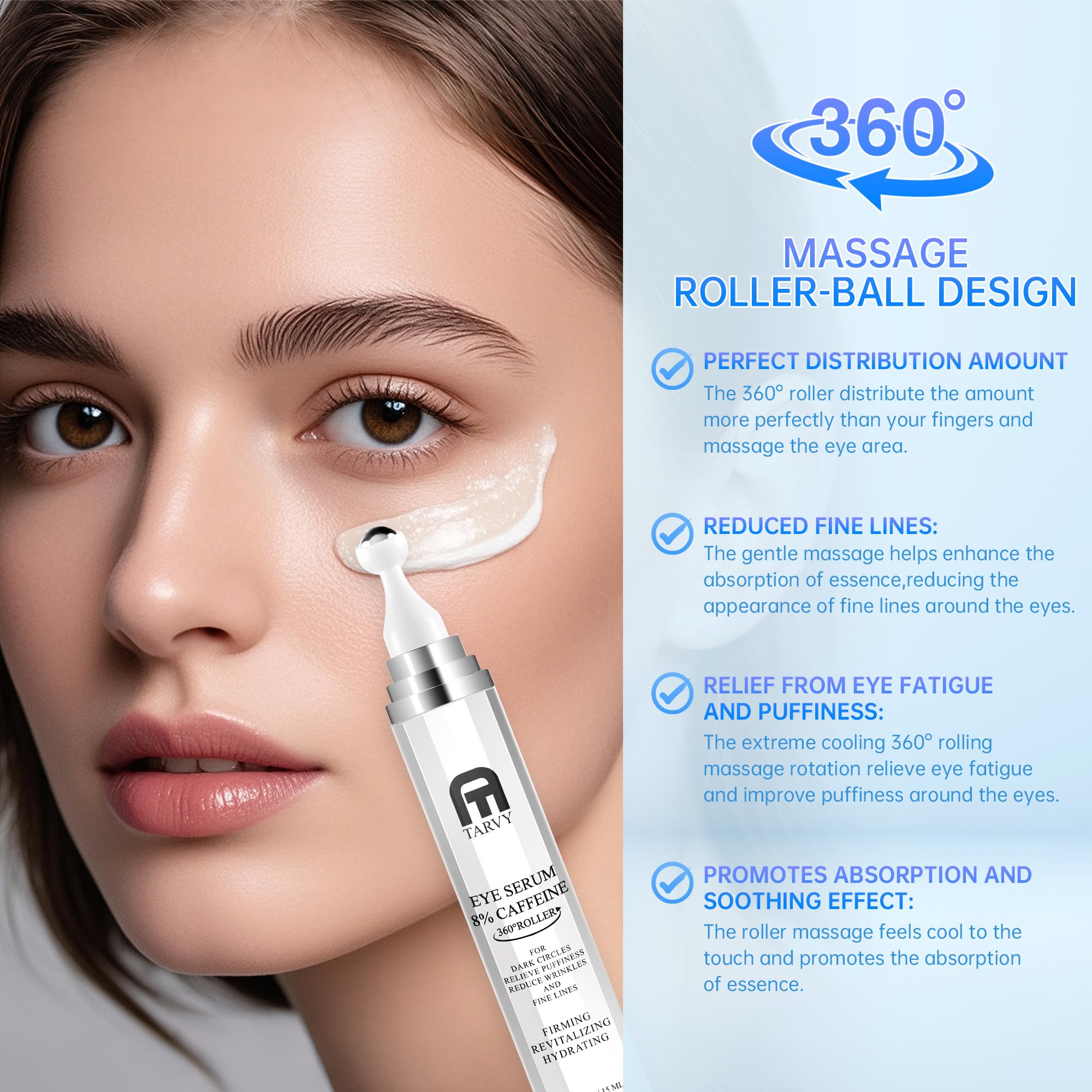 TARVY Serum ojos con bola de masaje 360° para absorción suave