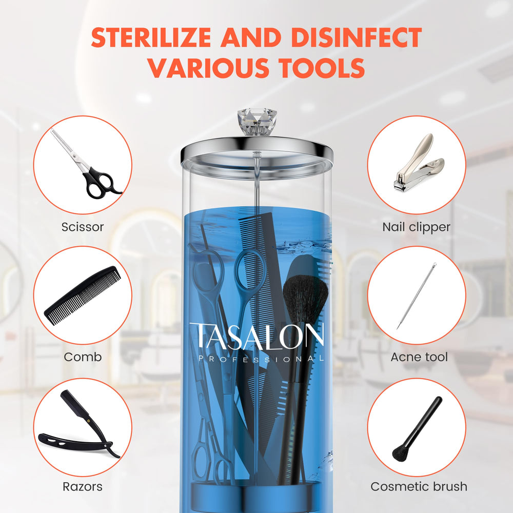 Tasalon Barber Jar apta para herramientas de barbería, uñas y tatuaje.