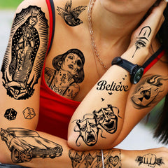 TASROI tatuajes temporales realistas para adultos; duraderos y resistentes al agua.