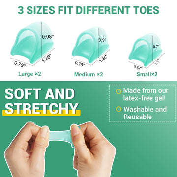 TASZOOS Corrector de dedo martillo en gel verde, aplicación fácil.