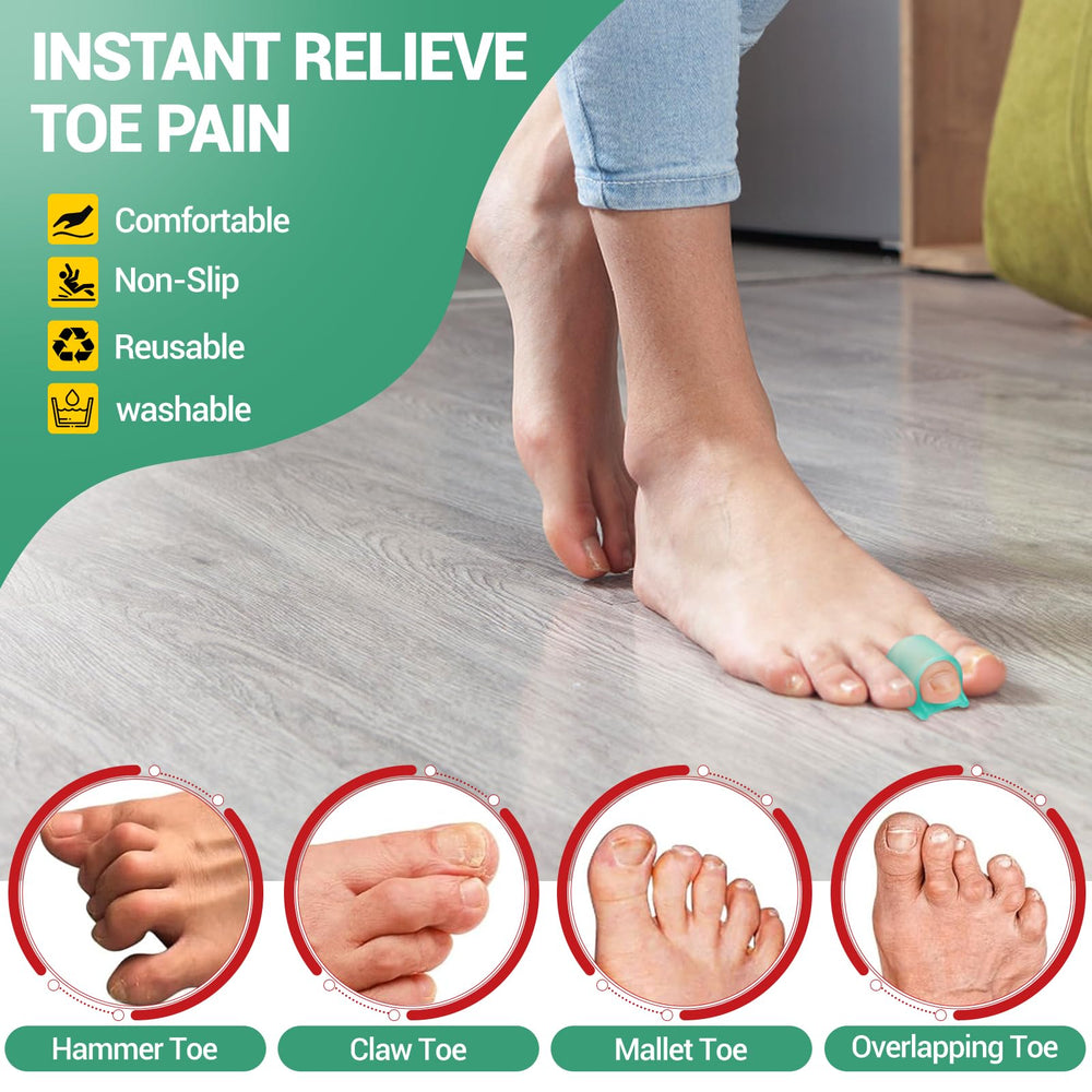 TASZOOS Corrector de dedo martillo en gel verde, talla grande para dedos largos.