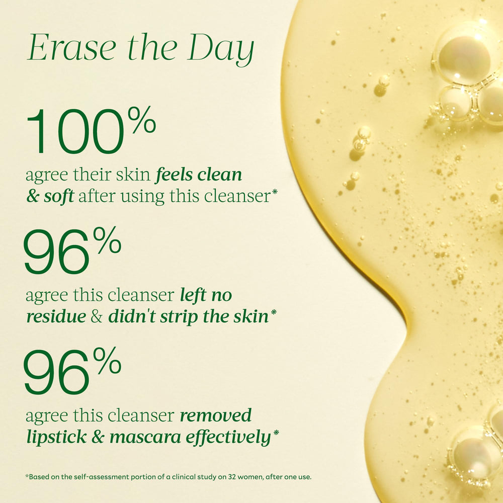 Tata Harper Nourishing Oil Cleanser, rostro desmaquillado para una piel limpia y suave.