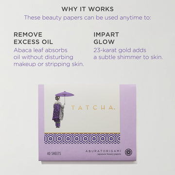 TATCHA Aburatorigami oro 23K brillo sutil en la piel