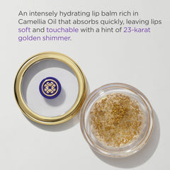 Tatcha Camellia Gold Spun Lip Balm – éclat doré discret sur les lèvres, fini glamour.