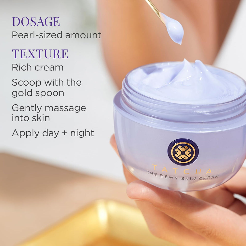 TATCHA The Dewy Skin Cream extractos botánicos para nutrición suave.