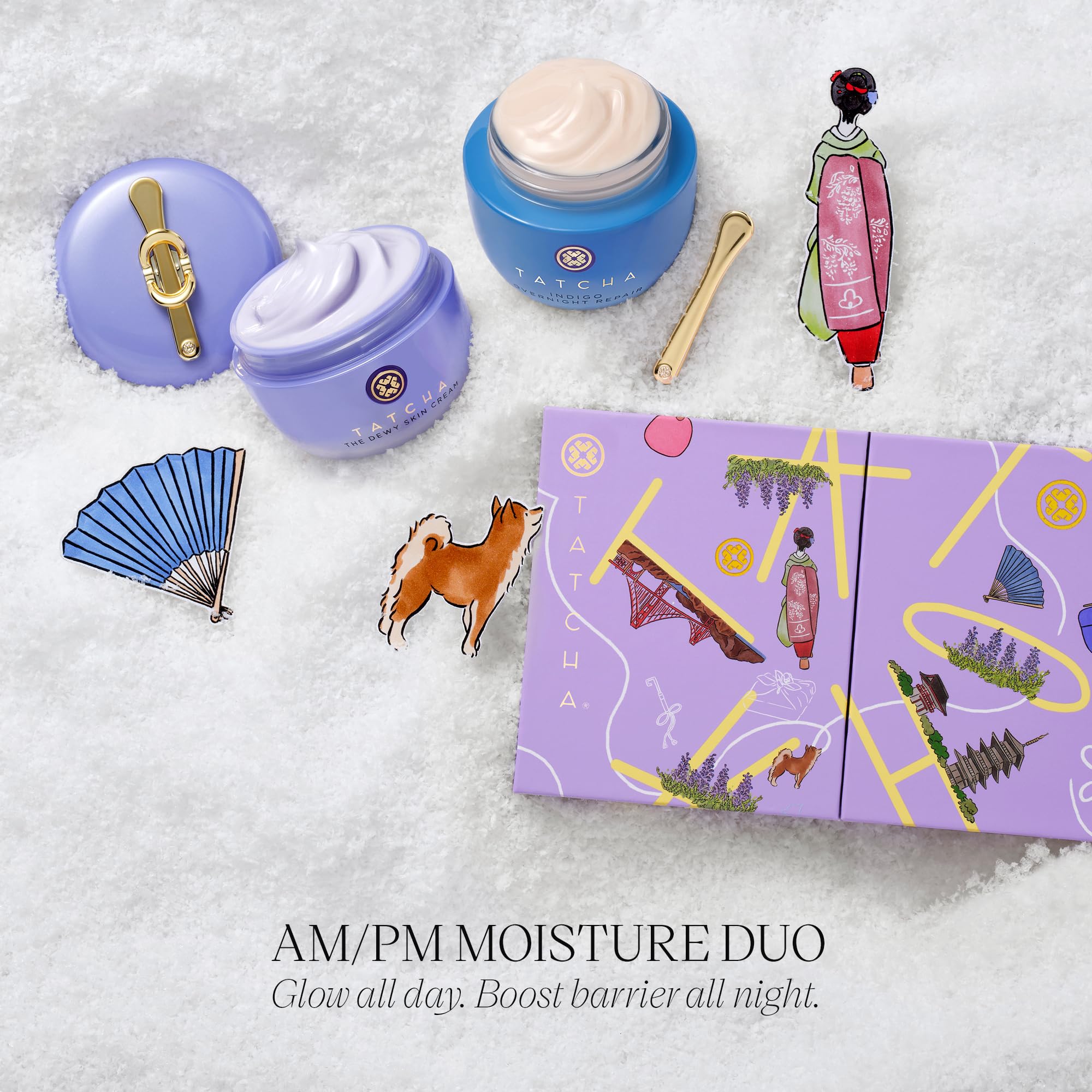 TATCHA AM + PM Duo gift set front view highlights premium skincare routine.