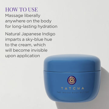 TATCHA Indigo Manteca Corporal: calma piel sensible y reduce irritación.