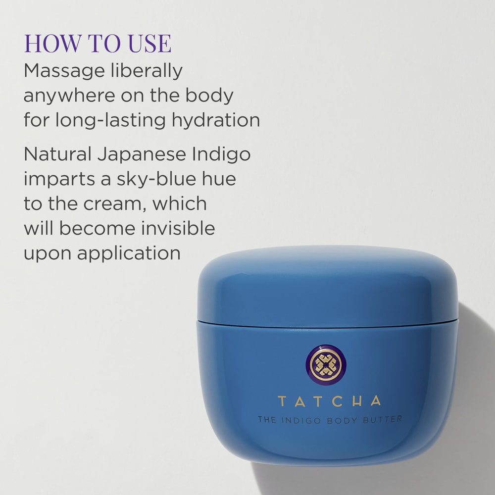 TATCHA Indigo Manteca Corporal: calma piel sensible y reduce irritación.