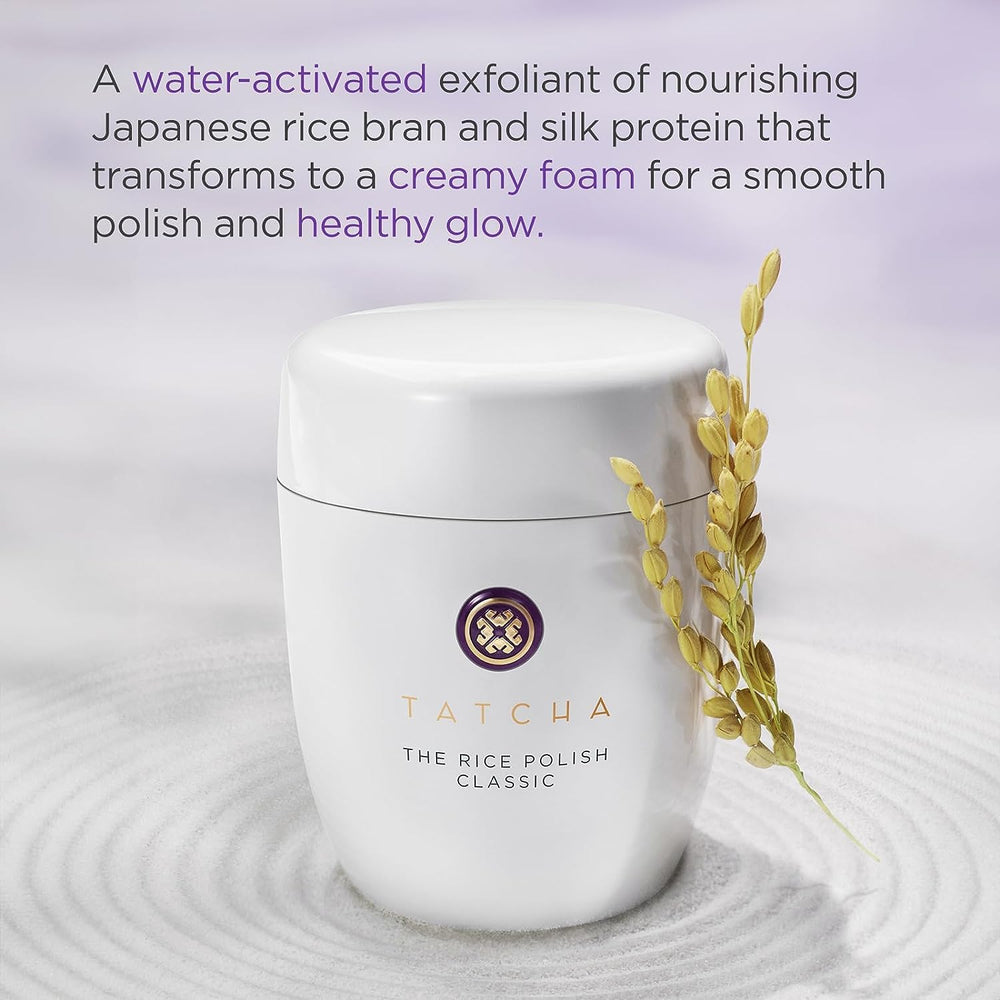 Tatcha Pulido de Arroz Clásico, arroz japonés aporta nutrición suave.