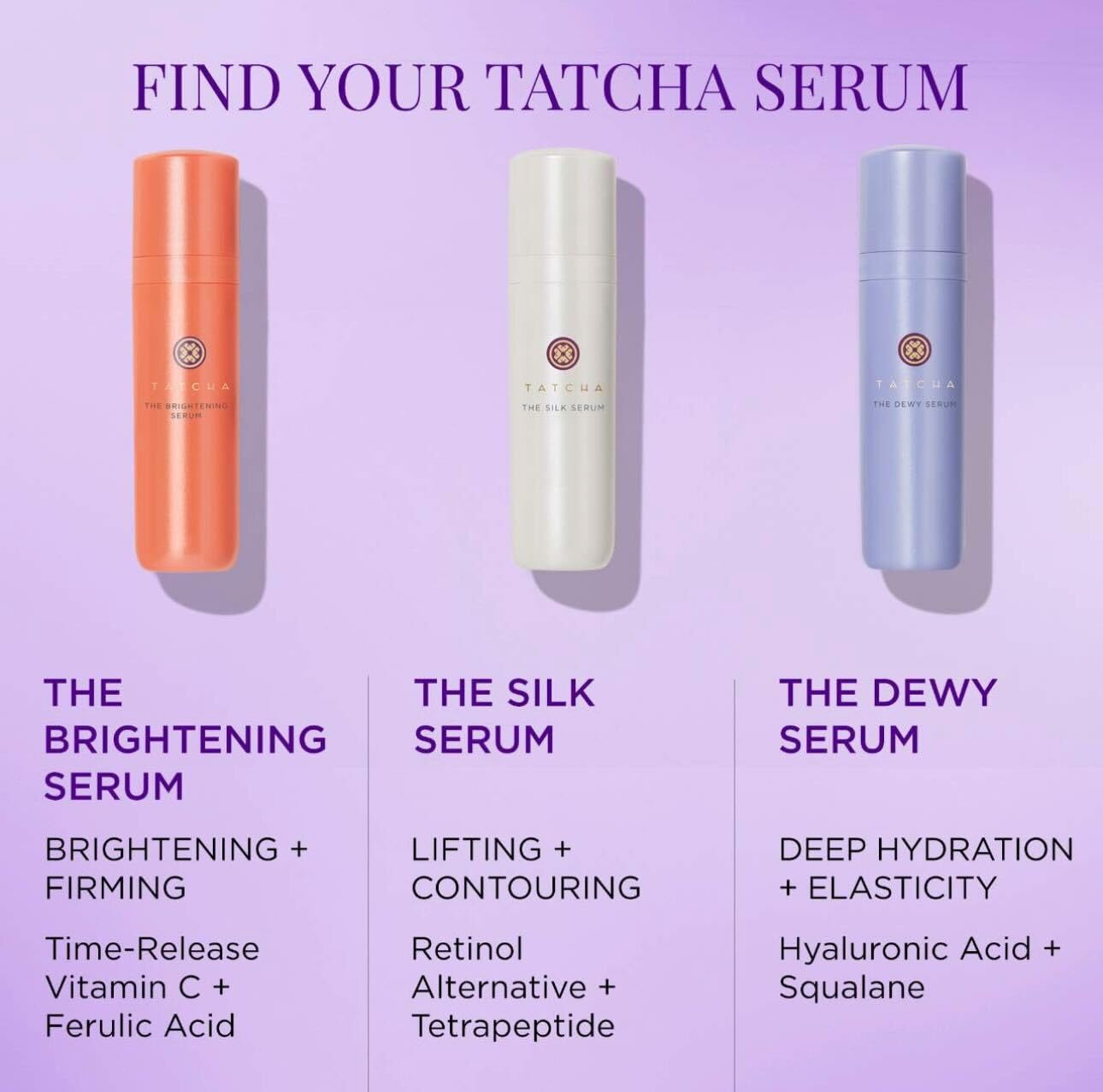 Suero iluminador de TATCHA, cuidado diario que ilumina la piel suavemente.