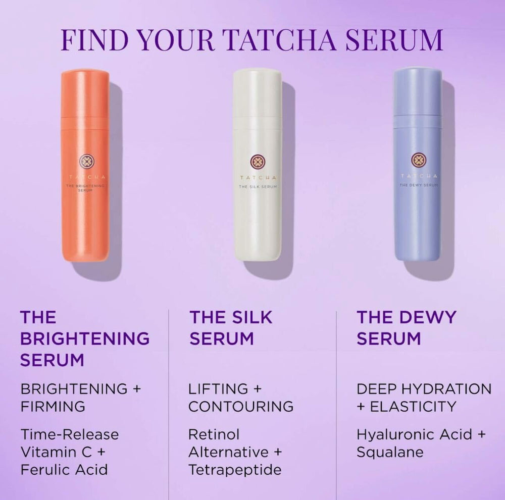 Suero iluminador de TATCHA, cuidado diario que ilumina la piel suavemente.