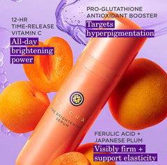 Suero iluminador de TATCHA, ferúlico como ingrediente para iluminar la piel.