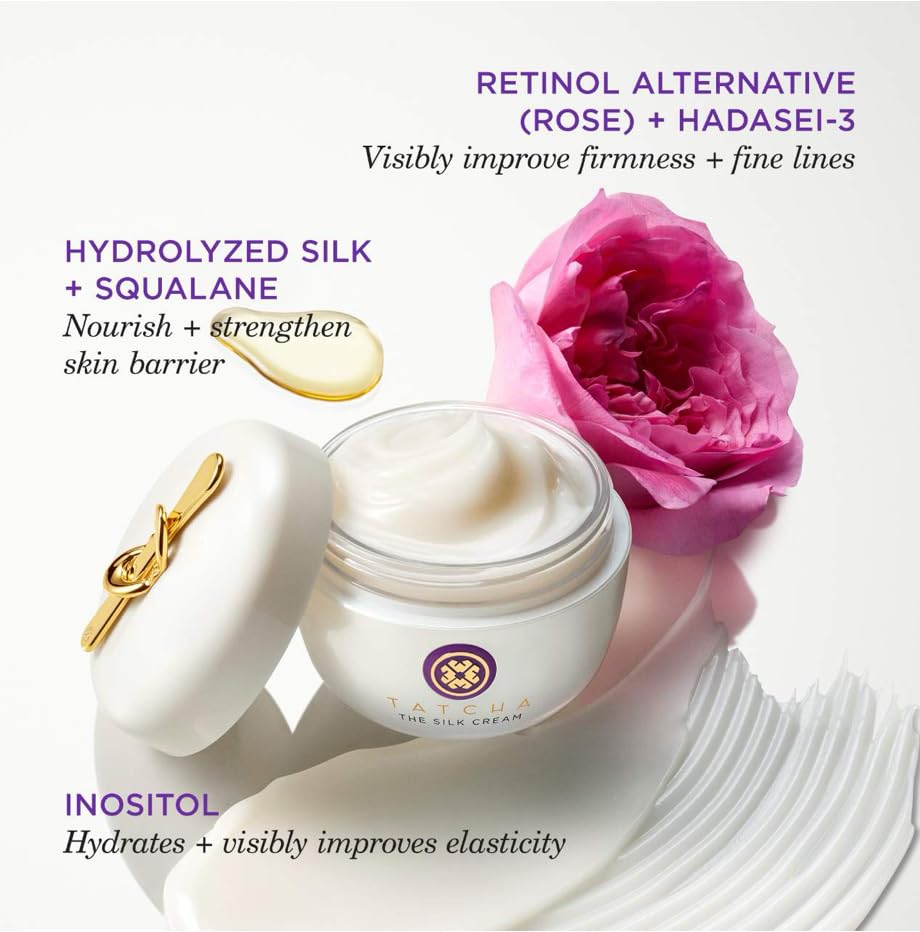 TATCHA Silk Cream ofrece resplandor natural en la piel.