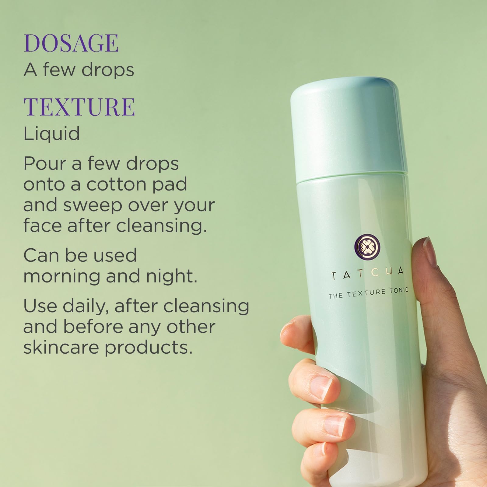 TATCHA Texture Tonic: fragancia suave de hinojo y romero para claridad mental.