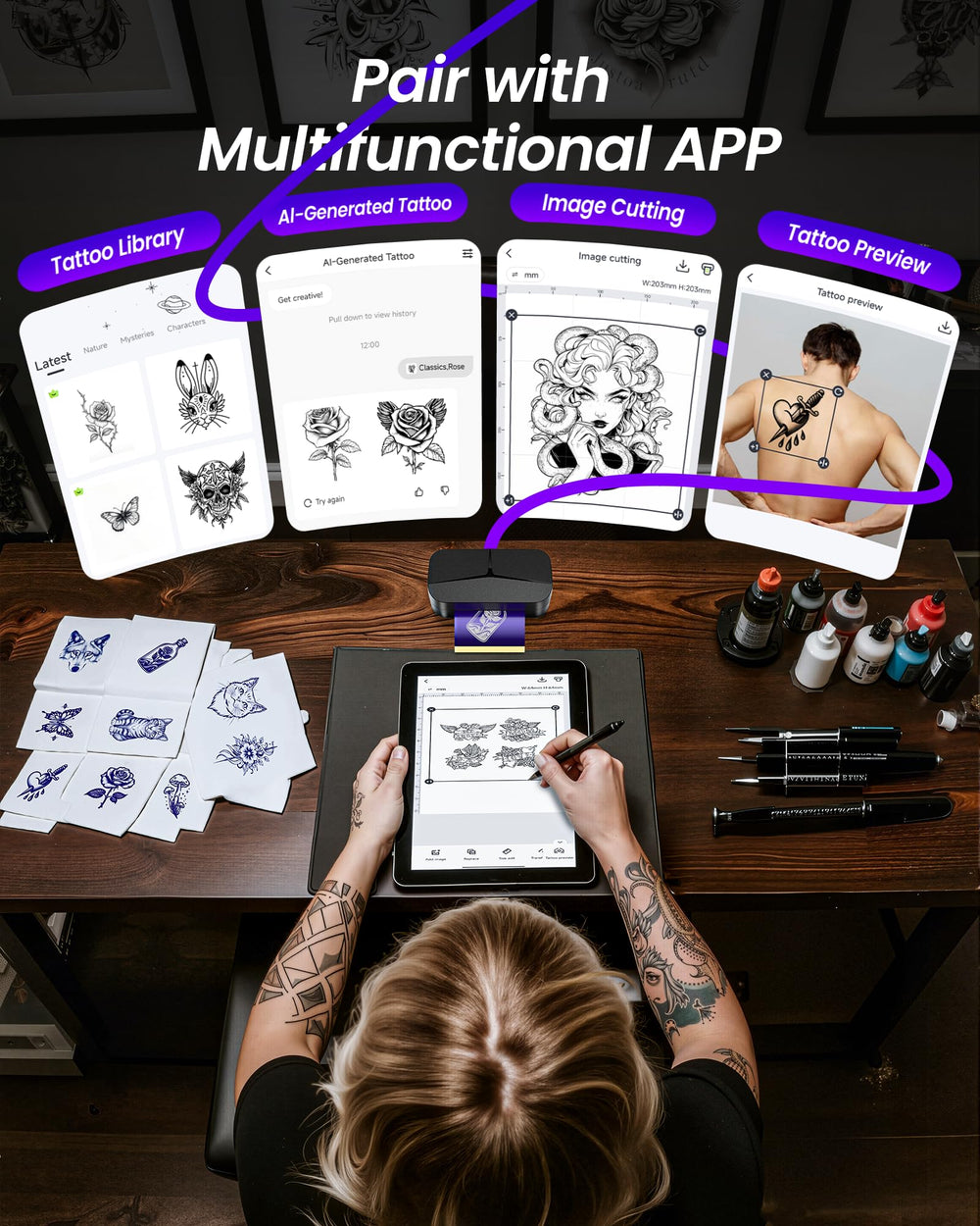 Impresión de diseños en piel falsa para practicar