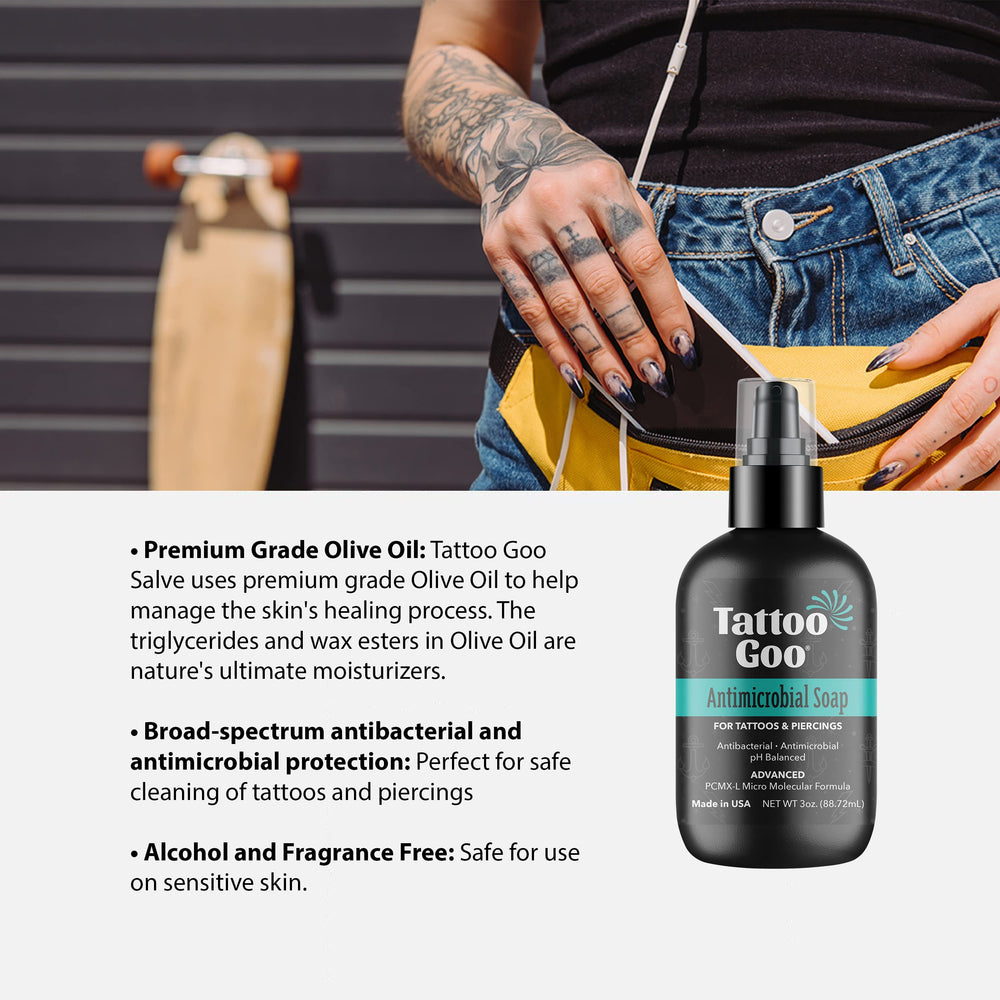 Tattoo Goo kit cuidado tatuaje tres piezas: solución completa para curación.