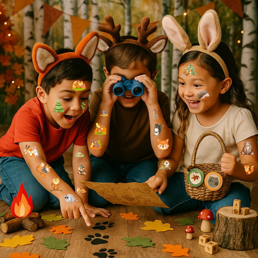 Tatuajes Temporales Bosque con árboles para decoración temática de bosque