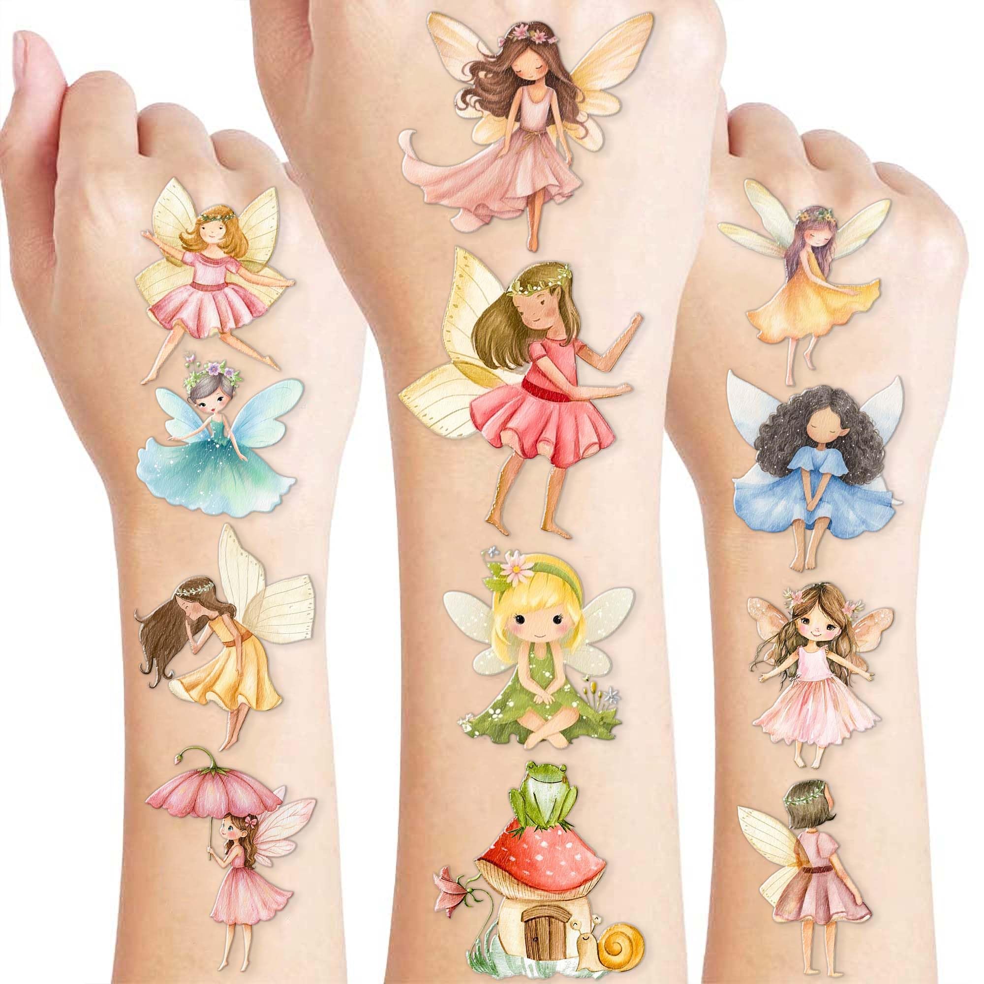 Tatuajes temporales Hadas — danza, ideal para fiestas infantiles y manualidades creativas