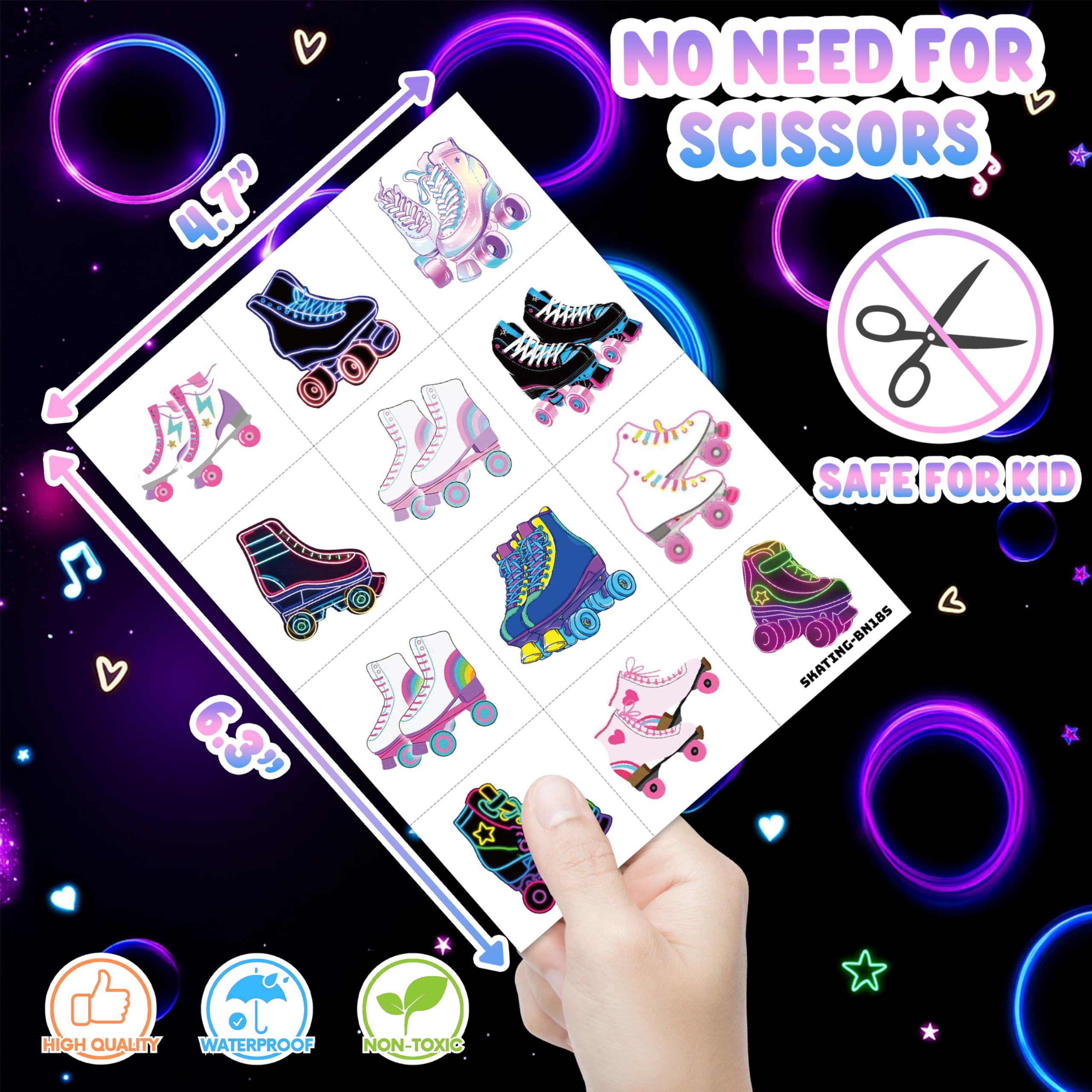 Tatuajes temporales de patines: estrellas y rayos para looks divertidos