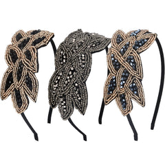Diadema de Tatuo en oro con cuentas y cristales azules, ideal para fiestas