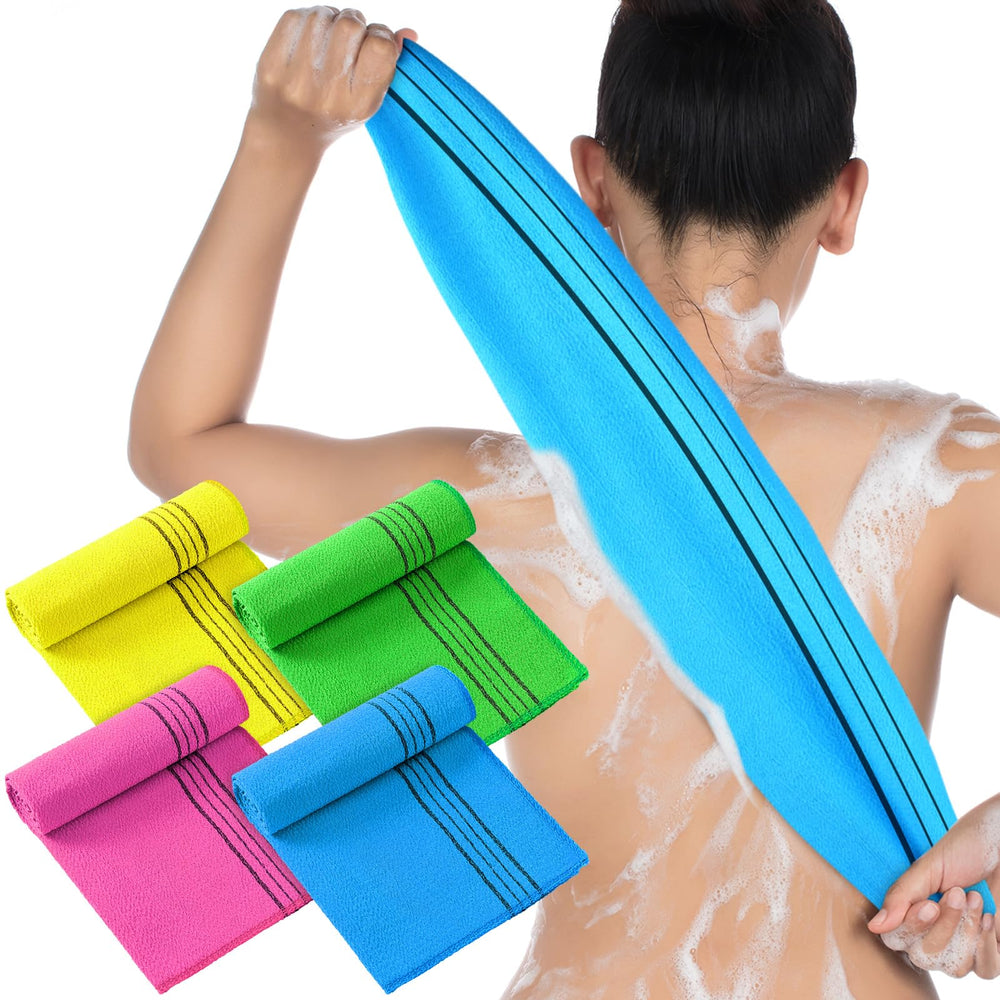 Toalla exfoliante Tatuo rosa para espalda suave y limpieza eficiente.