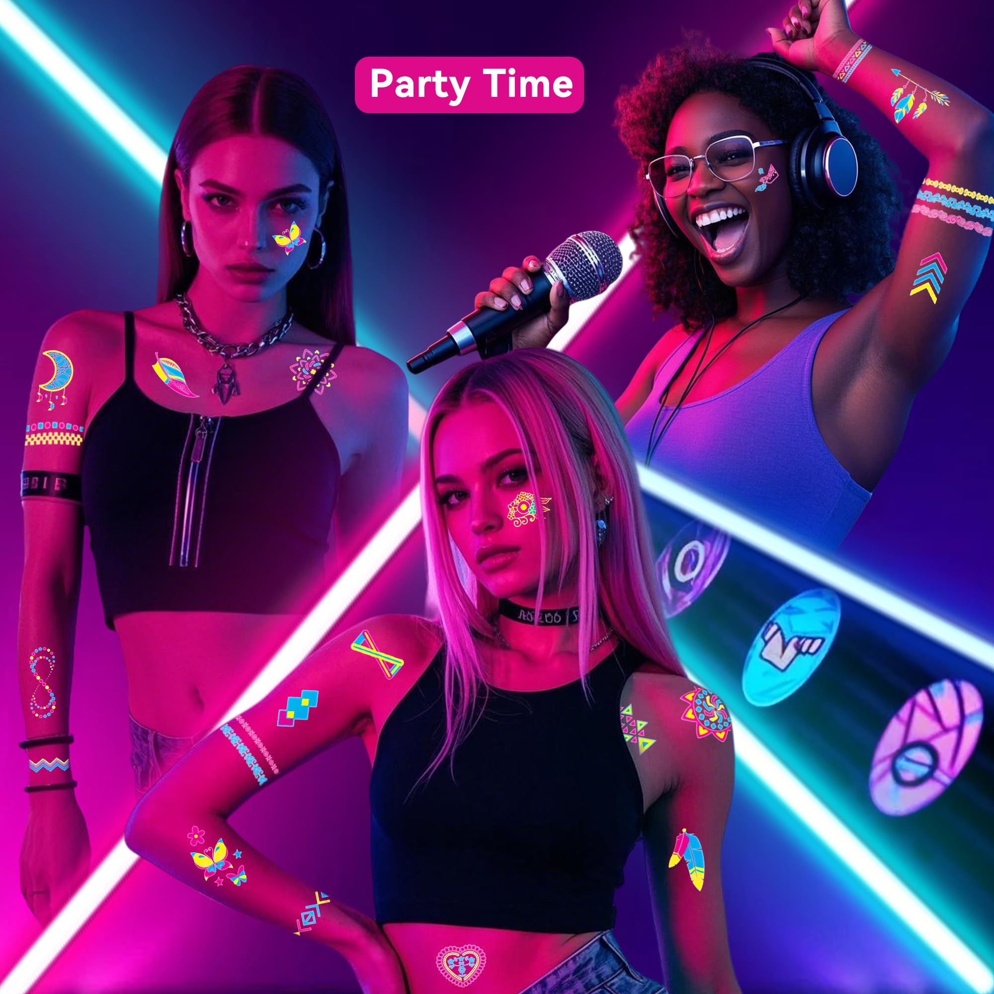 TATUWST tatuajes neon para fiesta: aplicación rápida y efecto visible