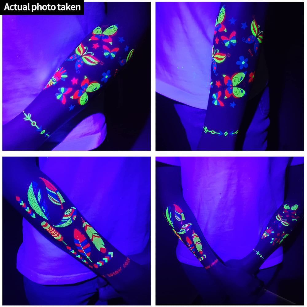 TATUWST tatuajes neon resaltan en la piel con brillo para eventos glow