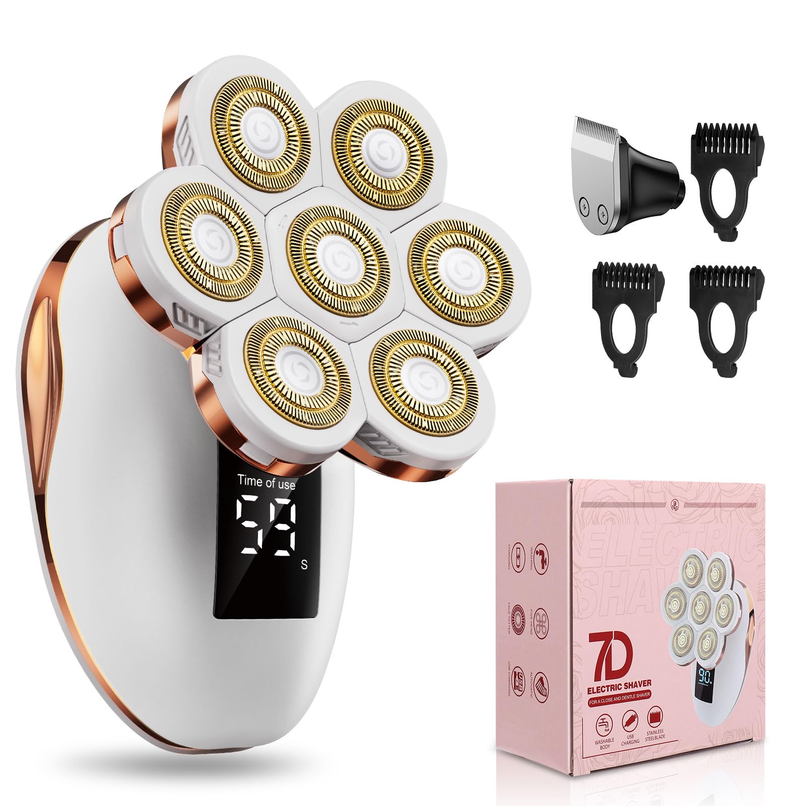 TAYAYO Afeitadora eléctrica para damas con cabezales 7D, afeitado cómodo y preciso.