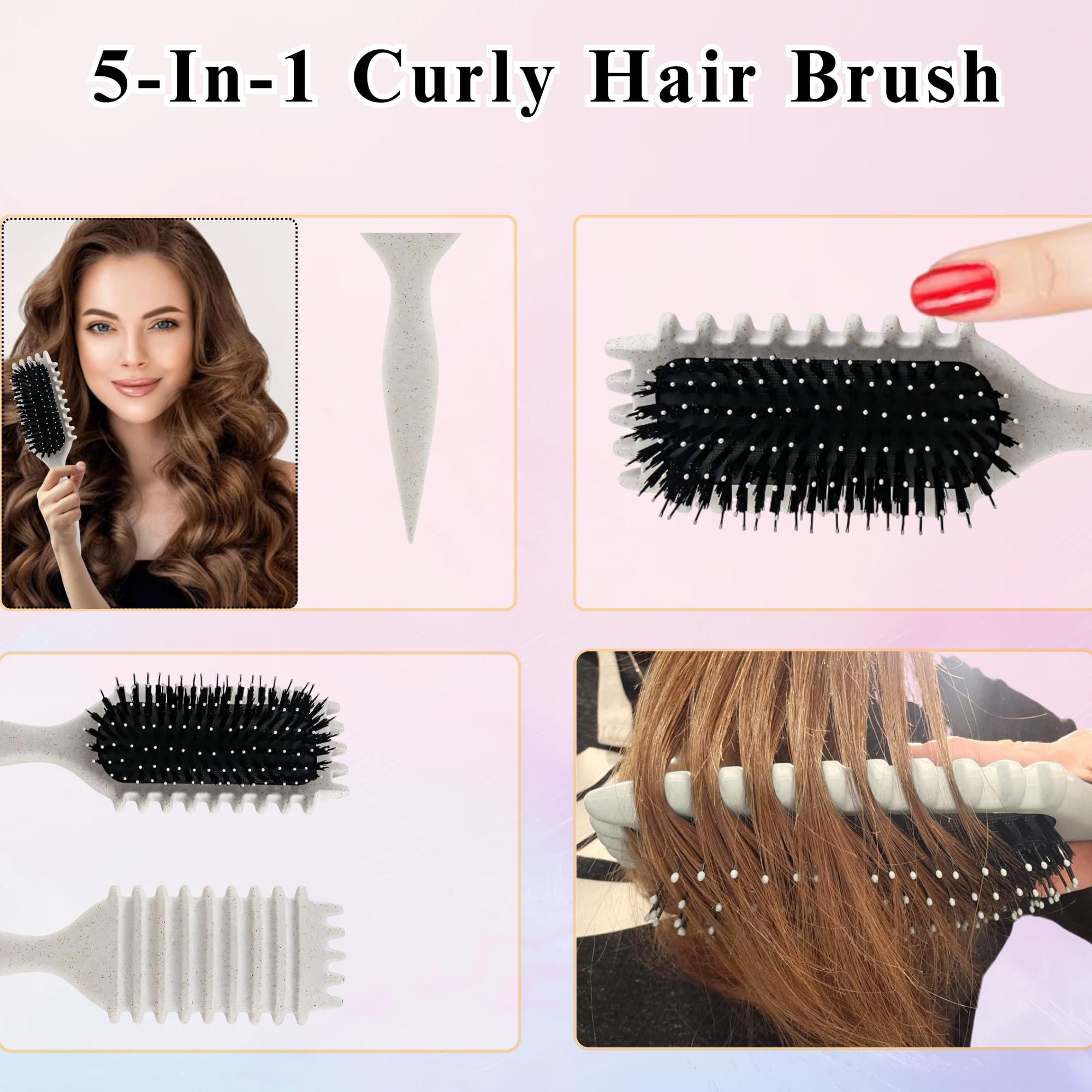 Definición de rizos al usar el cepillo TAZ USA en cabello húmedo.