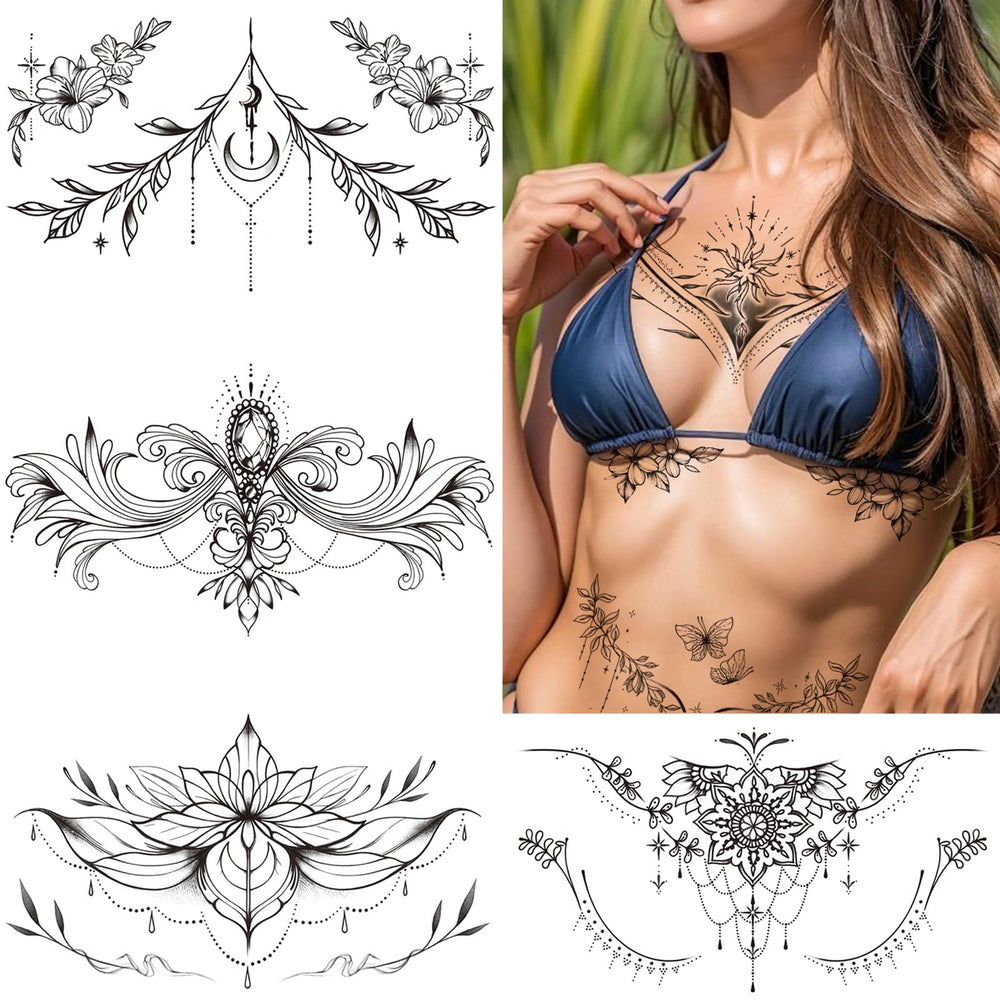 Tazimi flor ramas en espalda negra, cobertura elegante para la espalda con estilo.