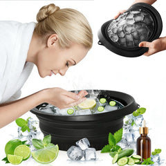 Face Tub con hielo integrado para enfriamiento facial rápido.