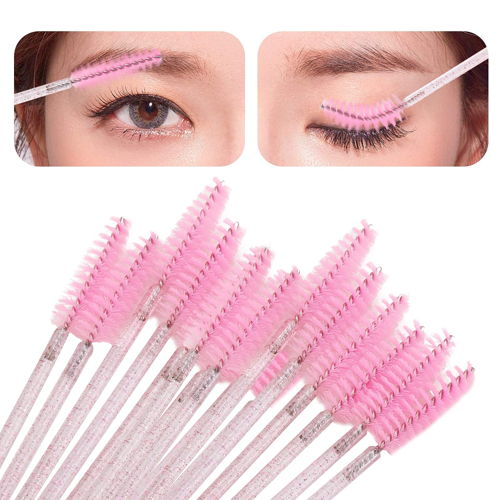 Cepillo para cejas con mango de cristal de Tbestmax, manejo cómodo y preciso.