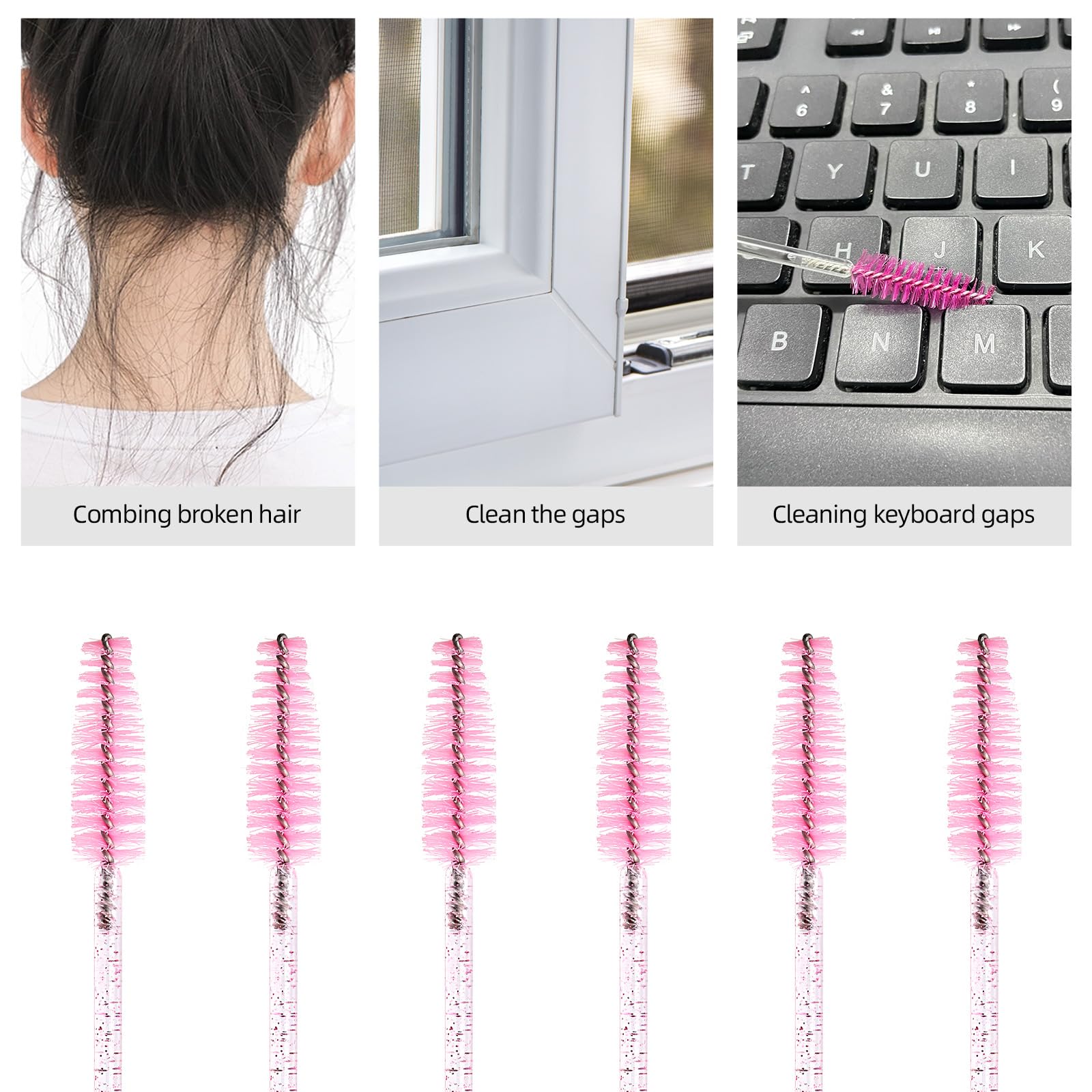 Tbestmax cepillo para extensiones de pestañas cristal rosa ideal para retoques.