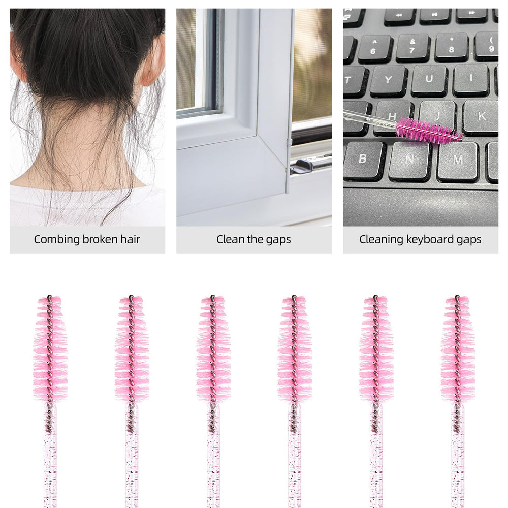 Tbestmax cepillo para extensiones de pestañas cristal rosa ideal para retoques.