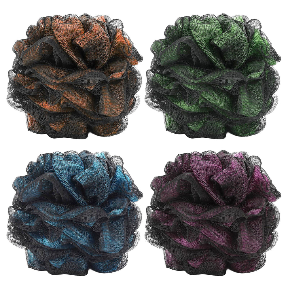 Tbestmax esponja de baño malla pouf, cuatro unidades exfoliantes.