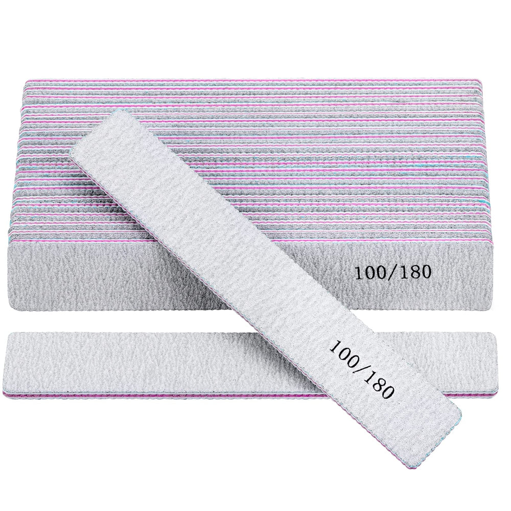 Limas uña Tbestmax rectangulares, doble cara, 100/180 grit para un acabado preciso.