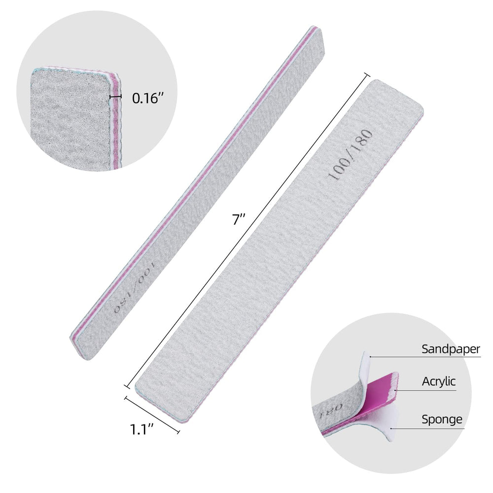 Limas uñas acrílicas Tbestmax, rectangulares, doble cara para forma rápida.