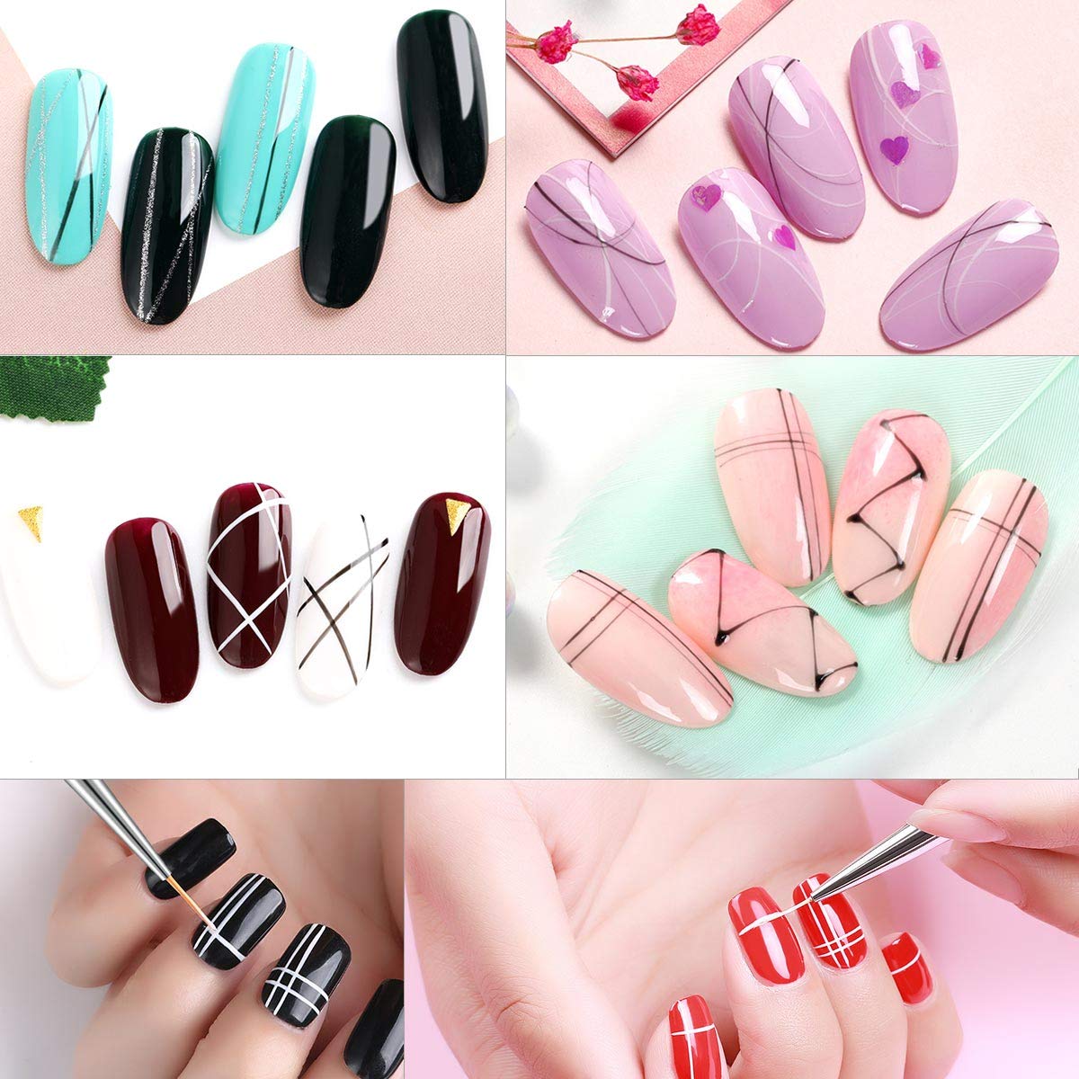 Pincel de arte de uñas Tbestmax con cerdas finas para detalles.