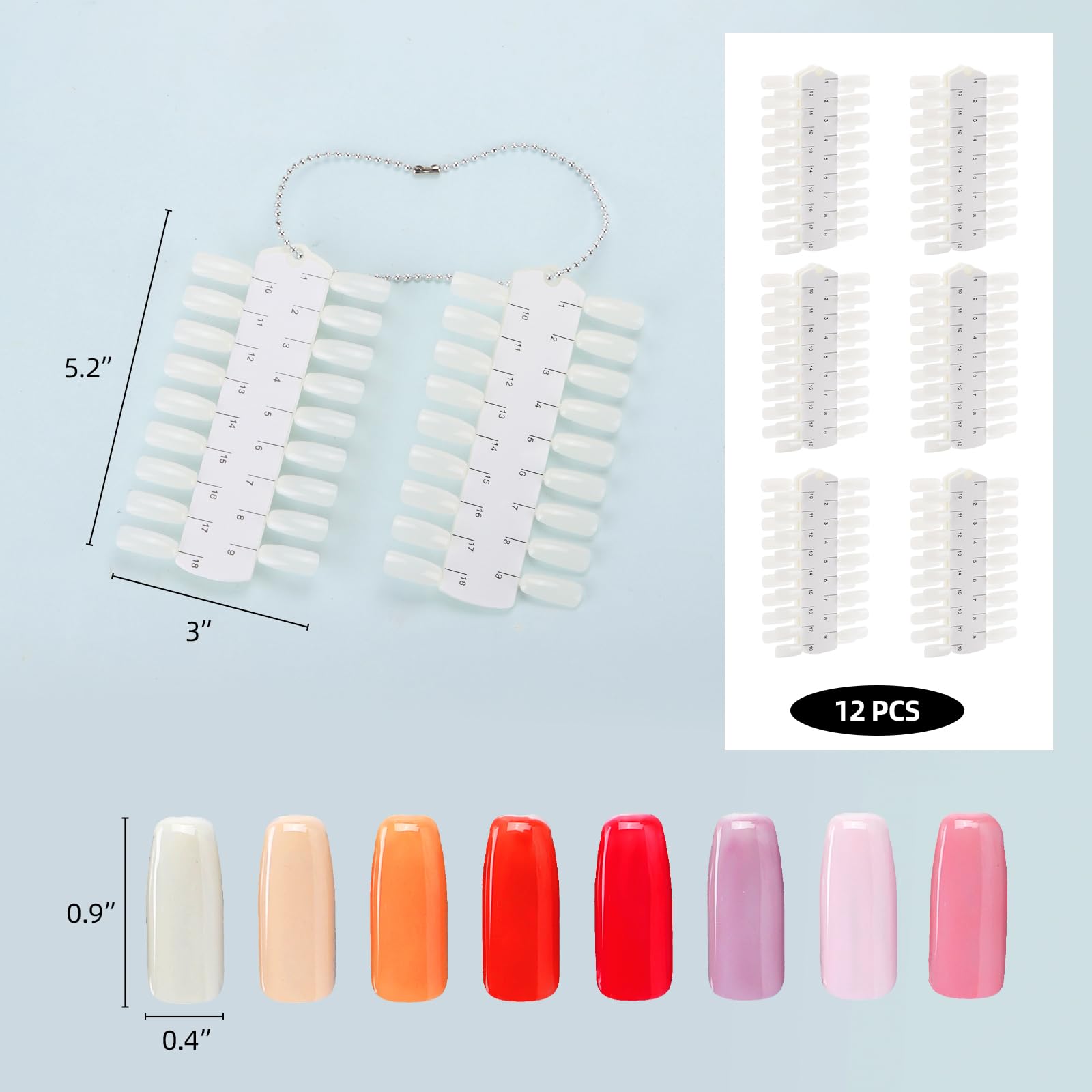Tbestmax tiras de color para uñas con 36 puntas cada una, facilita comparar coberturas.
