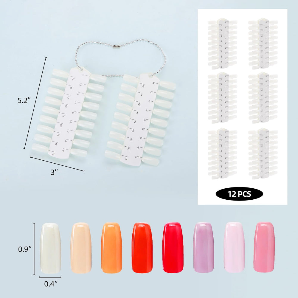 Tbestmax tiras de color para uñas con 36 puntas cada una, facilita comparar coberturas.
