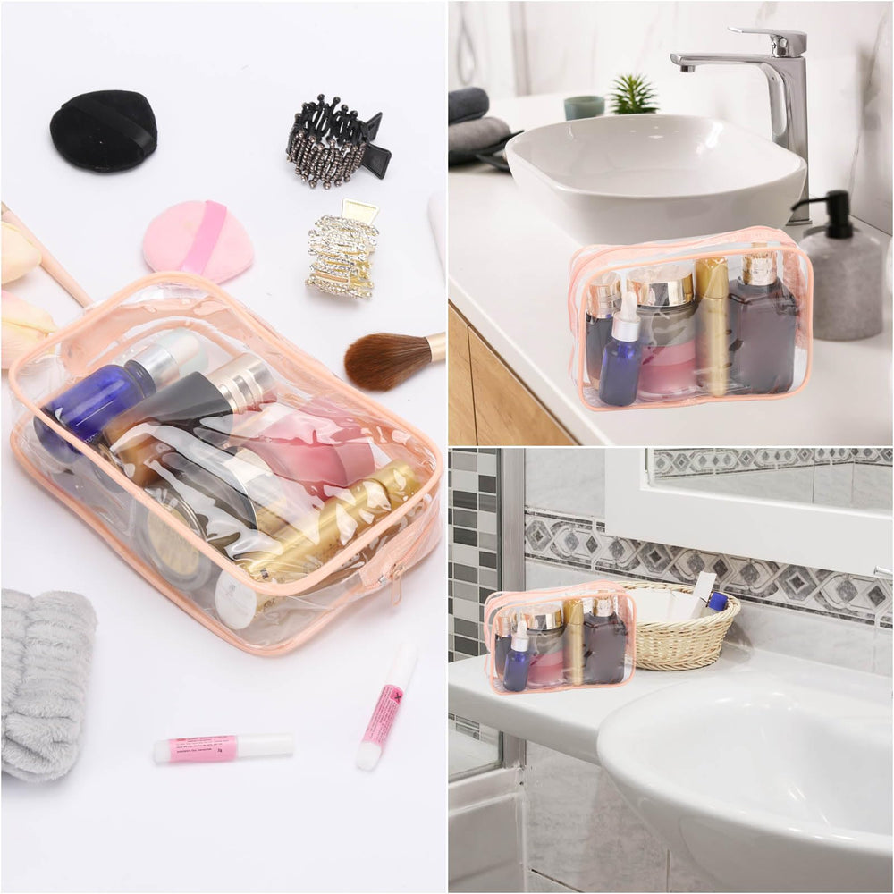 Uso diario con Tbestmax, bolsas cosméticas transparentes para lo esencial.