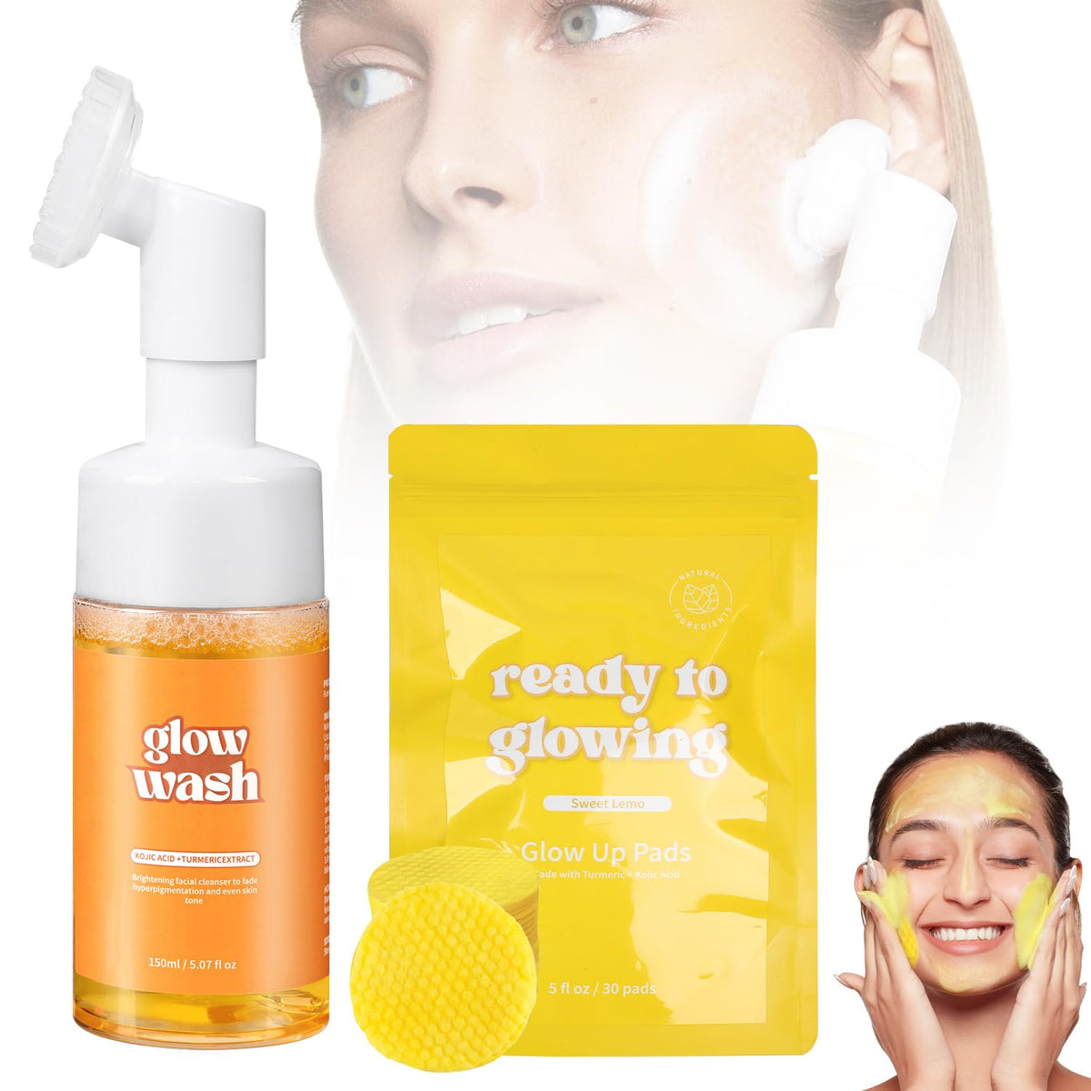 Tbexem limpiador facial de cúrcuma en espuma, limpieza suave diaria