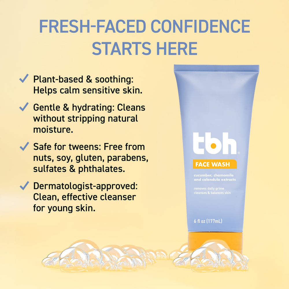TBH Kids Gel limpiador aplicación suave en la piel, espuma ligera y refrescante.