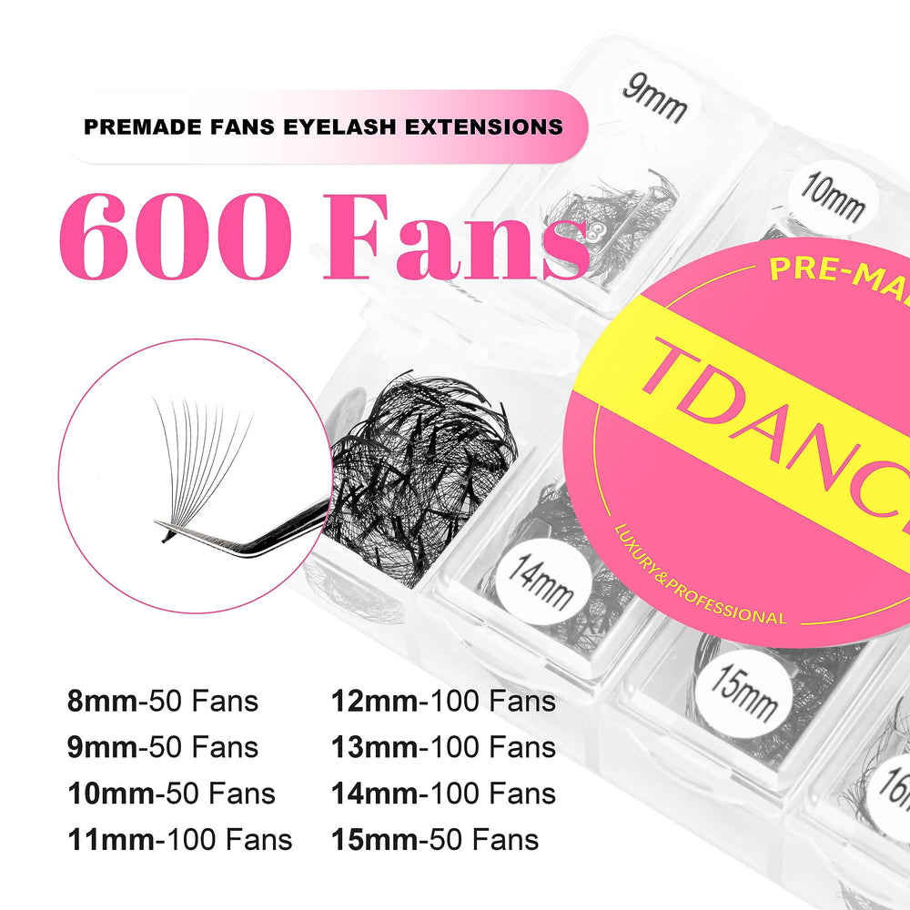 TDANCE 600 Premade Fans: base ultrafina para colocación rápida y precisa.