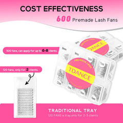 TDANCE 600 Premade Fans: pelo Korean PBT suave para acabado natural.