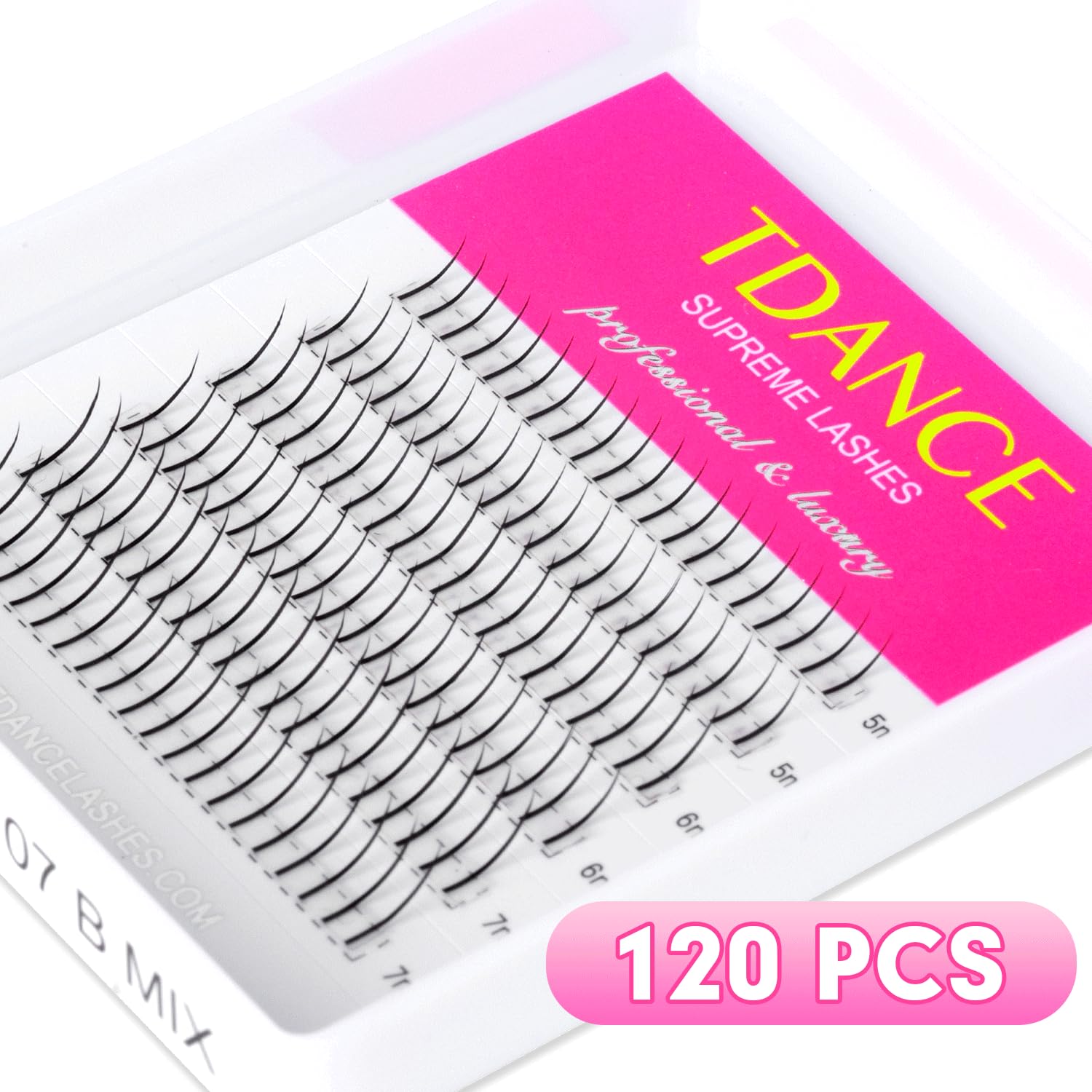 TDANCE curva B para pestañas inferiores 5–7 mm, efecto natural.