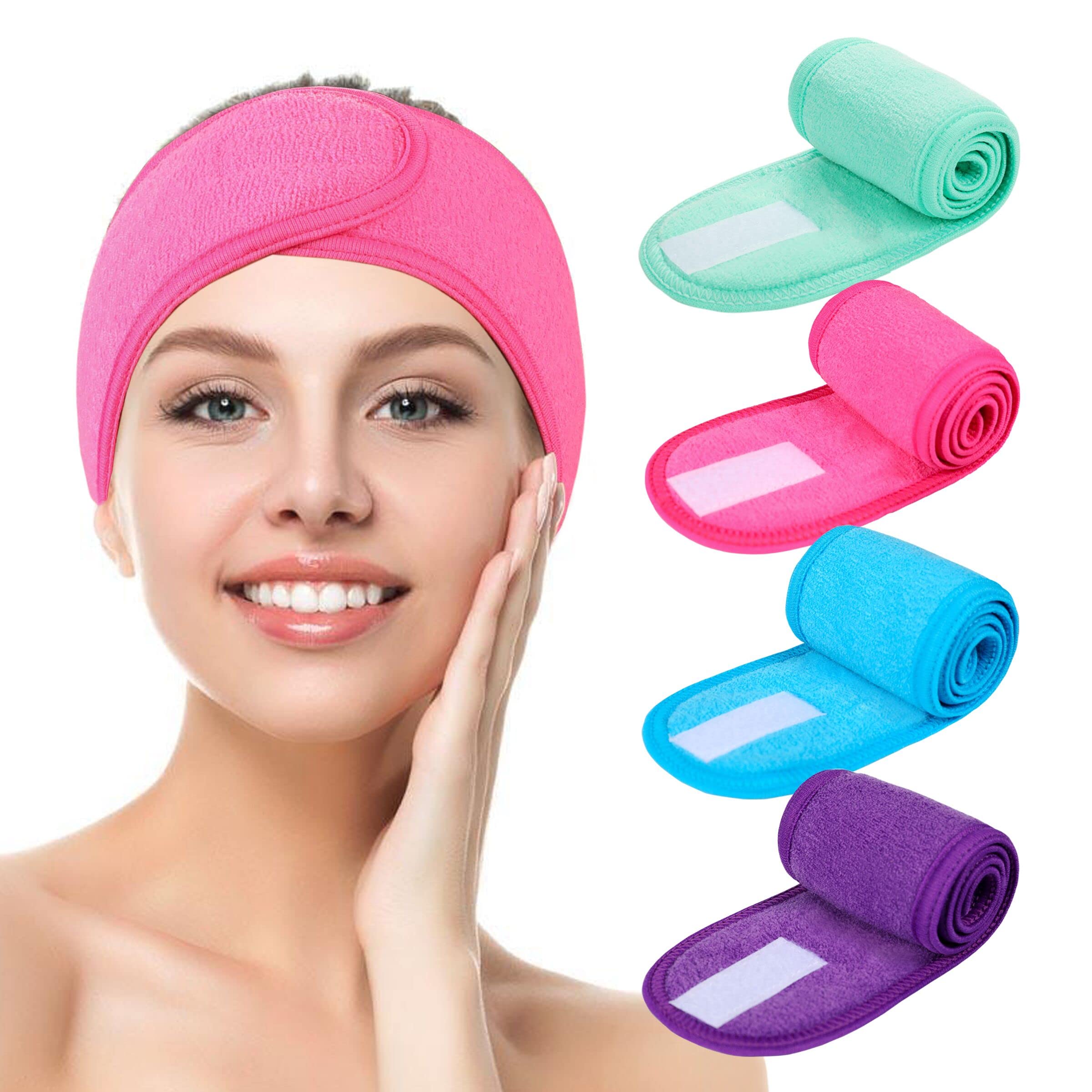 TDHDIKE banda facial spa azul para mantener el cabello recogido durante el cuidado.