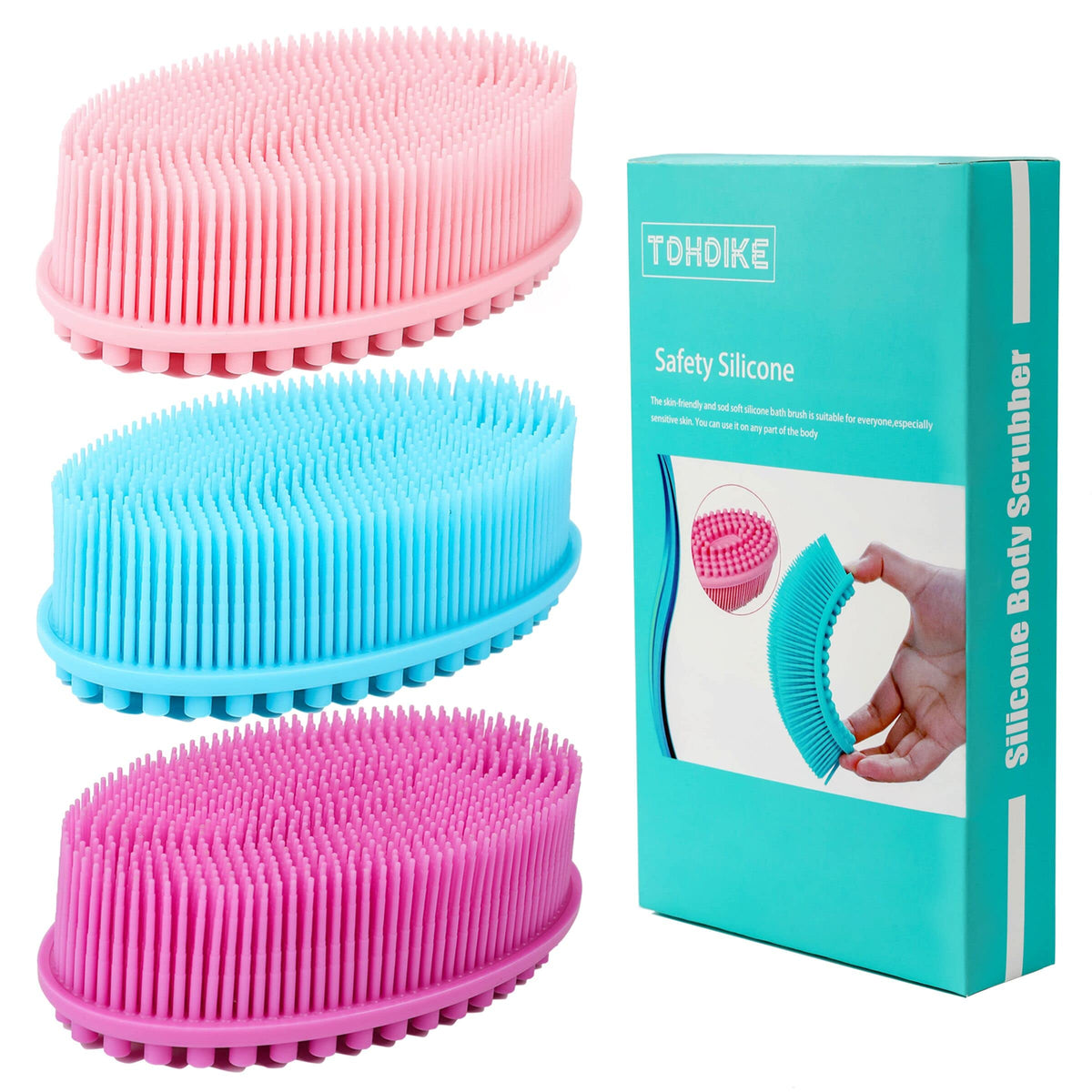 TDHDIKE lufa de silicona set de 3, exfoliación suave para todo tipo de piel.