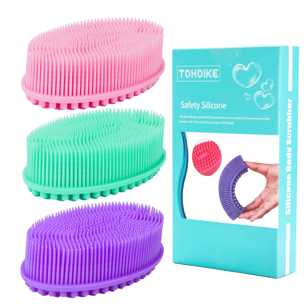 TDHDIKE lufa de silicona para cuerpo, set de 3, exfolia suavemente.